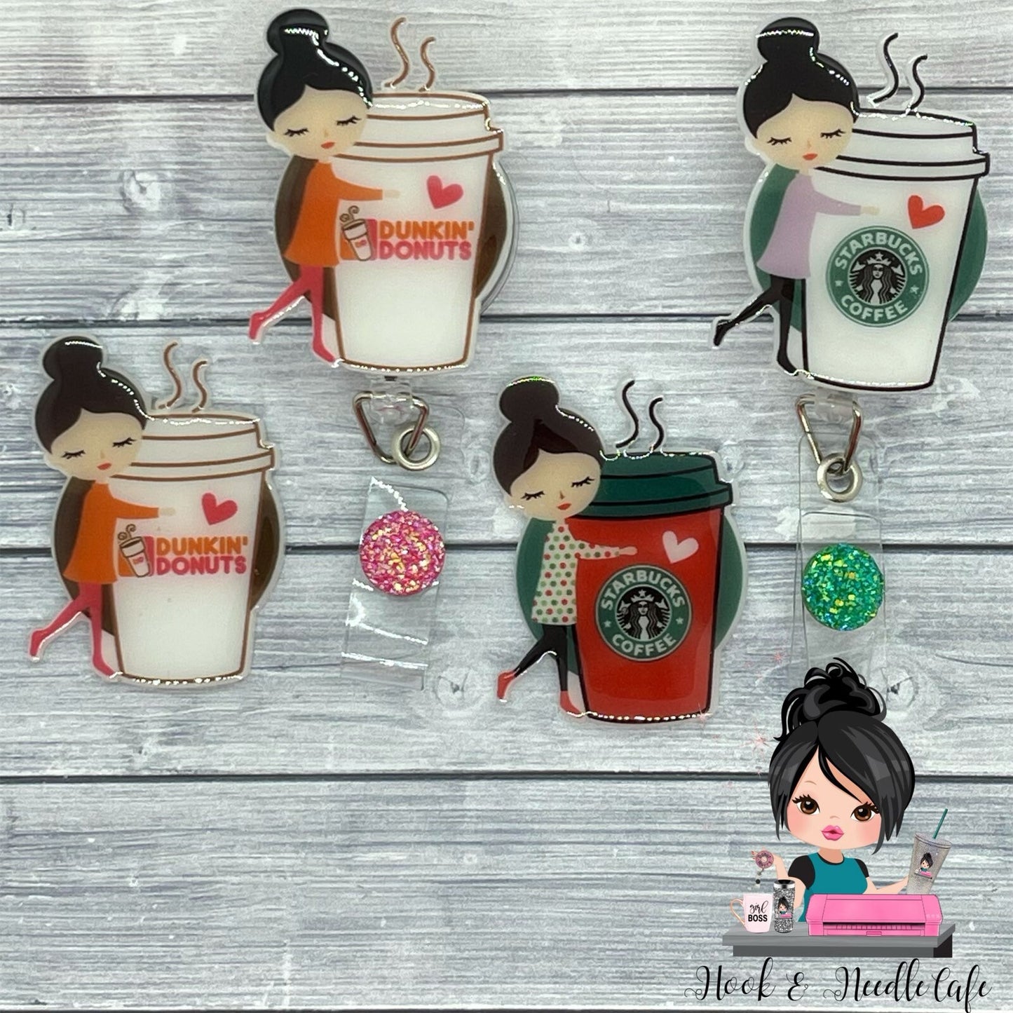 Coffee Lover-Badge Holder-Iced Coffee Lover-Nurse Fuel-Retractable Badge-Sloth Coffee Lover-Cute Badge Holder-Sloth-Coffee-Nursing Gift