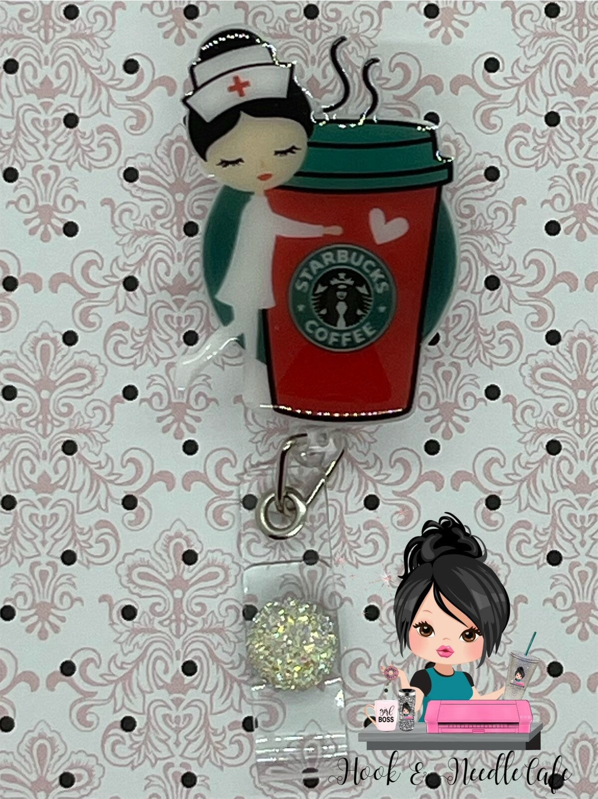 Coffee Lover-Badge Holder-Iced Coffee Lover-Nurse Fuel-Retractable Badge-Sloth Coffee Lover-Cute Badge Holder-Sloth-Coffee-Nursing Gift