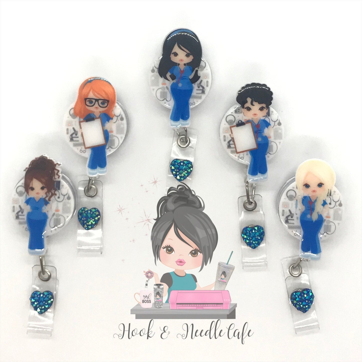 Nurse/Covid nurse/ Badge reel/ Retractable Badger Holder/Scrubs/Scrub Tech/Scrub Nurse/Surgeon/Female/Nurse Practitioner/Physician/Heathcare