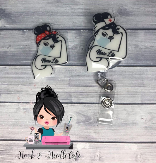 Rosie the Riveter Badge Reel-Nurse Badge Reel-Strong Nurse Badge Reel-Nurse Gift-Nurse ID Holder-Nurse Life-COVID Nurse