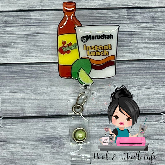 Valentina Tapatio Maruchan Mexican Badge Holder Mexican Badge Reel Retractable Badge Holder Latina Latino Ramen Sopa Key Chain Instant Lunch