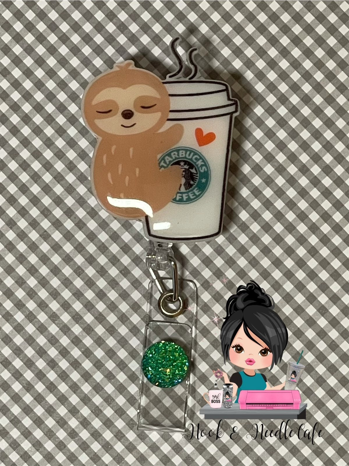 Coffee Lover Badge Holder - Badge Clip - Coffee Lover - Nurse Fuel - Retractable Badge - Sloth Coffee Lover - Cute Badge Holder - Sloth