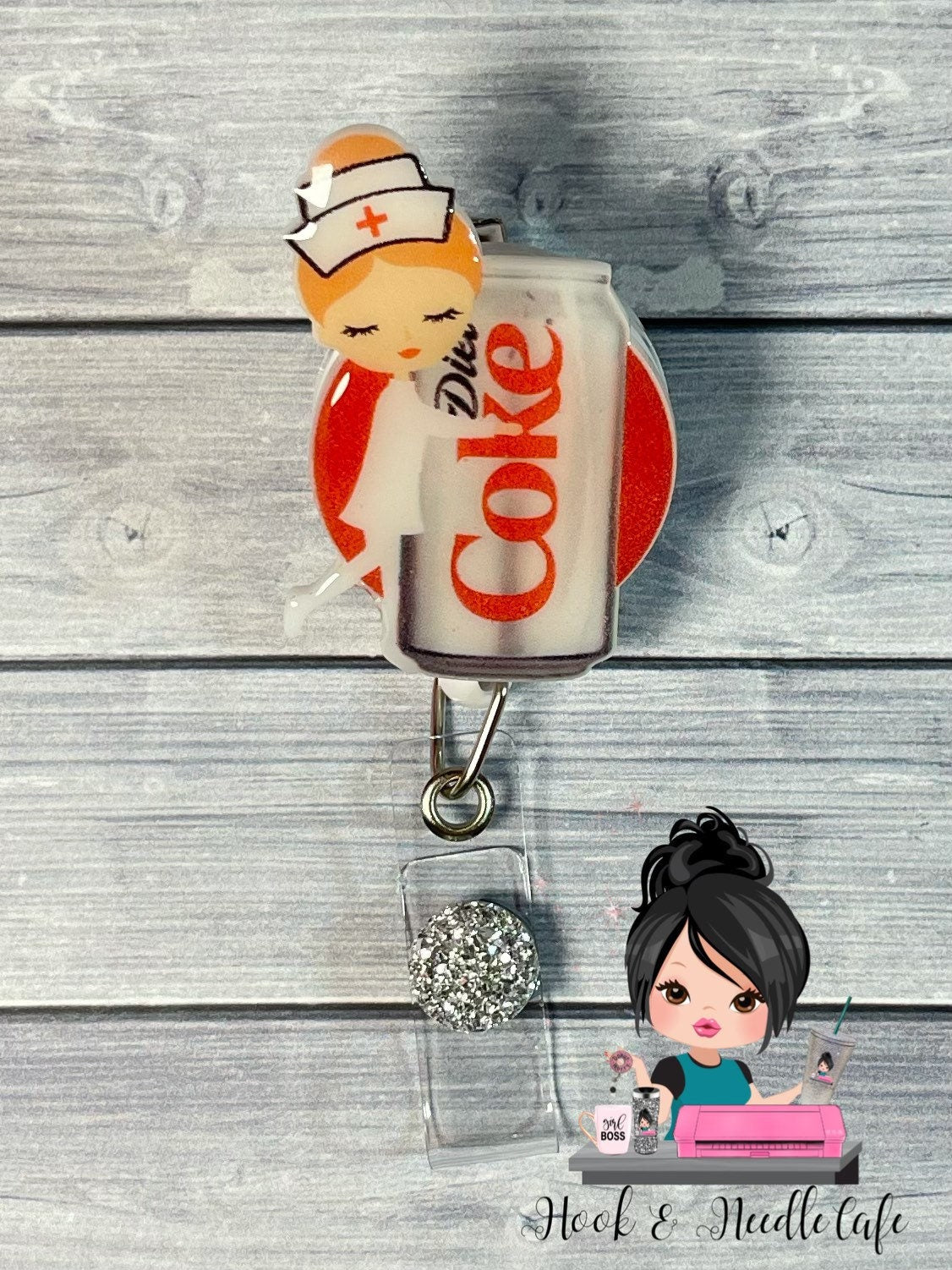 Diet Cola Lover-Cute Nurse-Badge Holder-Healthcare Worker-Nurse Gift-Cola Lover-Nurse Fuel-Cute Gift-Soda Lover-Key chain