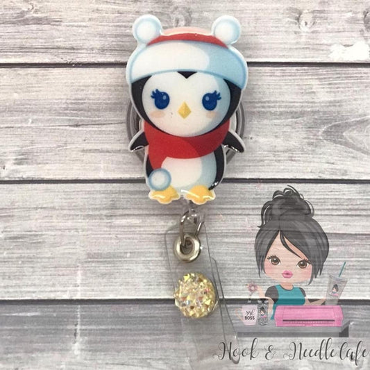 Cute Penguin Badge Holder - Penguin Badge Reel - Nurse Badge Reel - Retractable Badge Reel - Badge Reel - Handmade - Holiday - Penguin