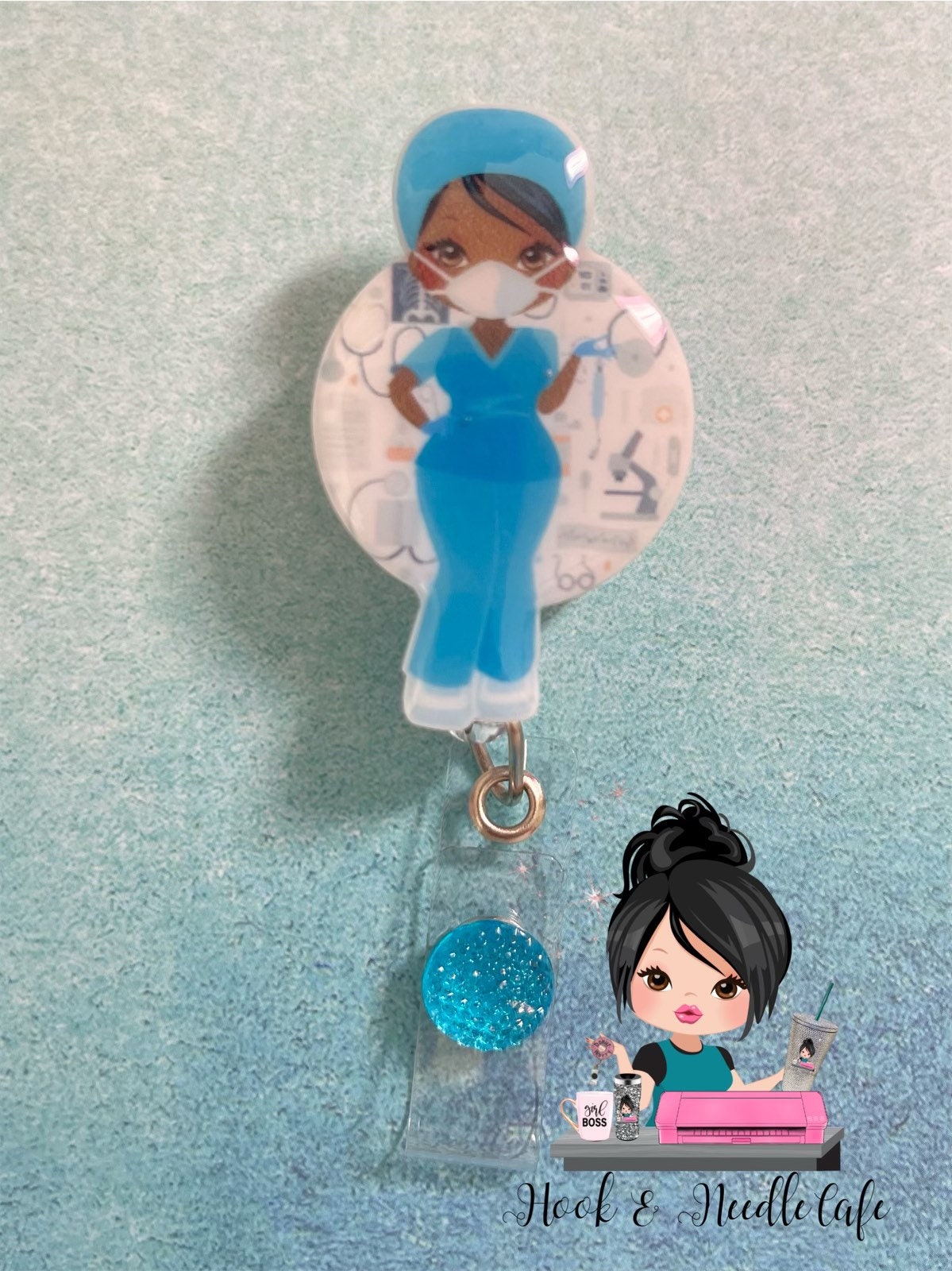 Nurse/Covid nurse/ Badge reel/ Retractable Badger Holder/Scrubs/Scrub Tech/Scrub Nurse/Surgeon/Female/Nurse Practitioner/Physician/Heathcare