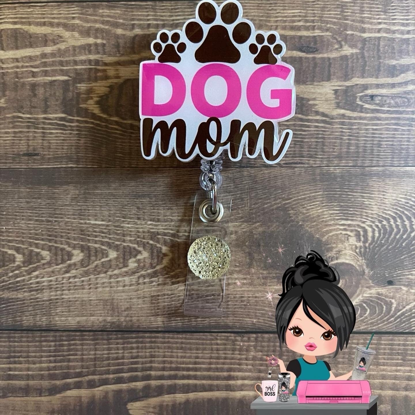 Dog Mom Badge Holder - Retractable Badge - Dog Mom - Cute Badge Holder