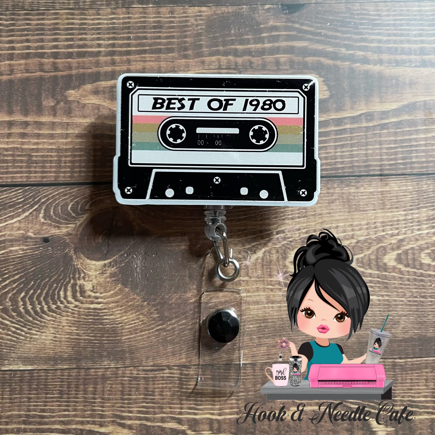 Cassette tape badge reel - mixed tape - the 90’s - old school - best of the 80’s - Retractable badge holder - nurse - RN medical field- cute