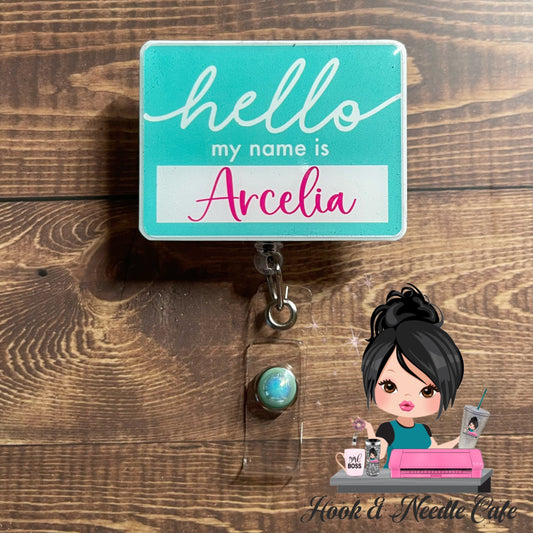 Hello My Name is Badge Reel - ID Tag - Badge - Identification - Name Badge Holder - Cute Badge Reel - Unique Retractable ID Badge Holder