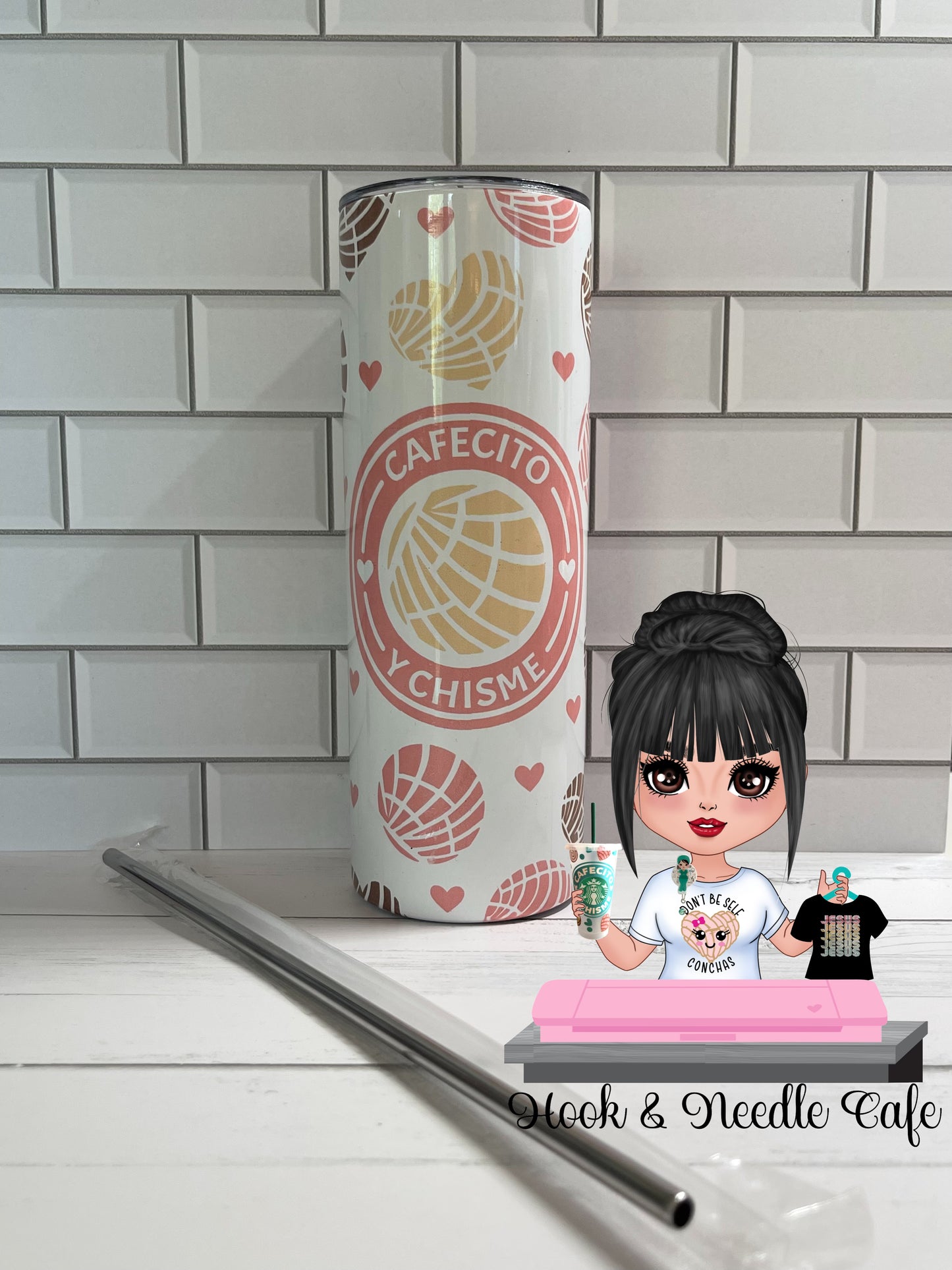 Cafecito y chisme tumbler 20 oz