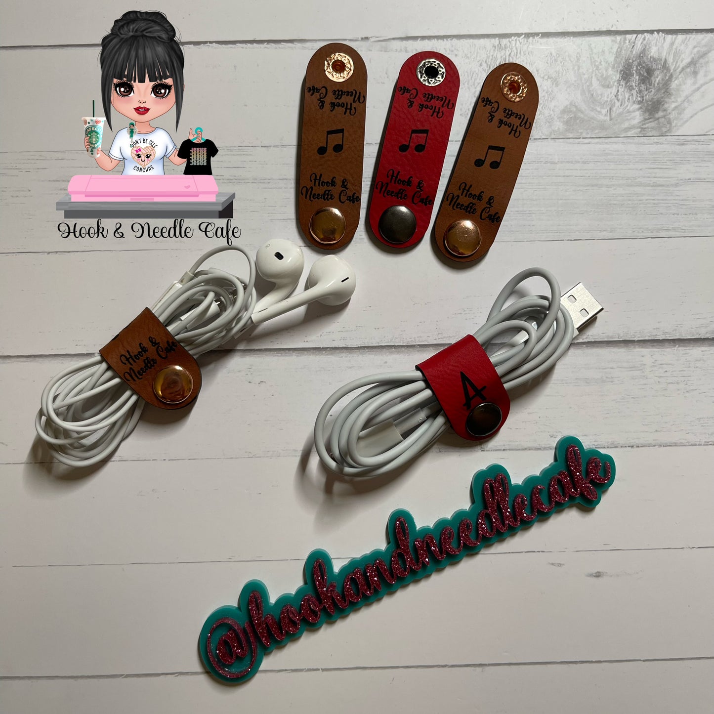 Leatherette cord clip set (small)