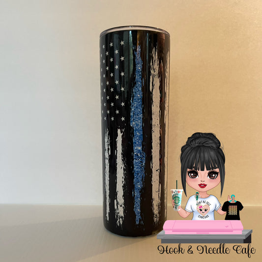 Police distressed flag tumbler 20 oz