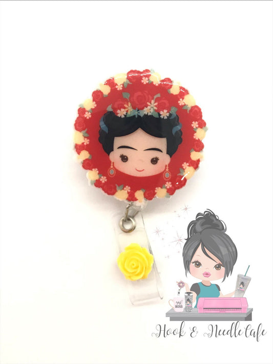 Frida Kahlo ID Badge Holder/Retractable Badge/Nurse/Cute Badge Holder/Belt Clip