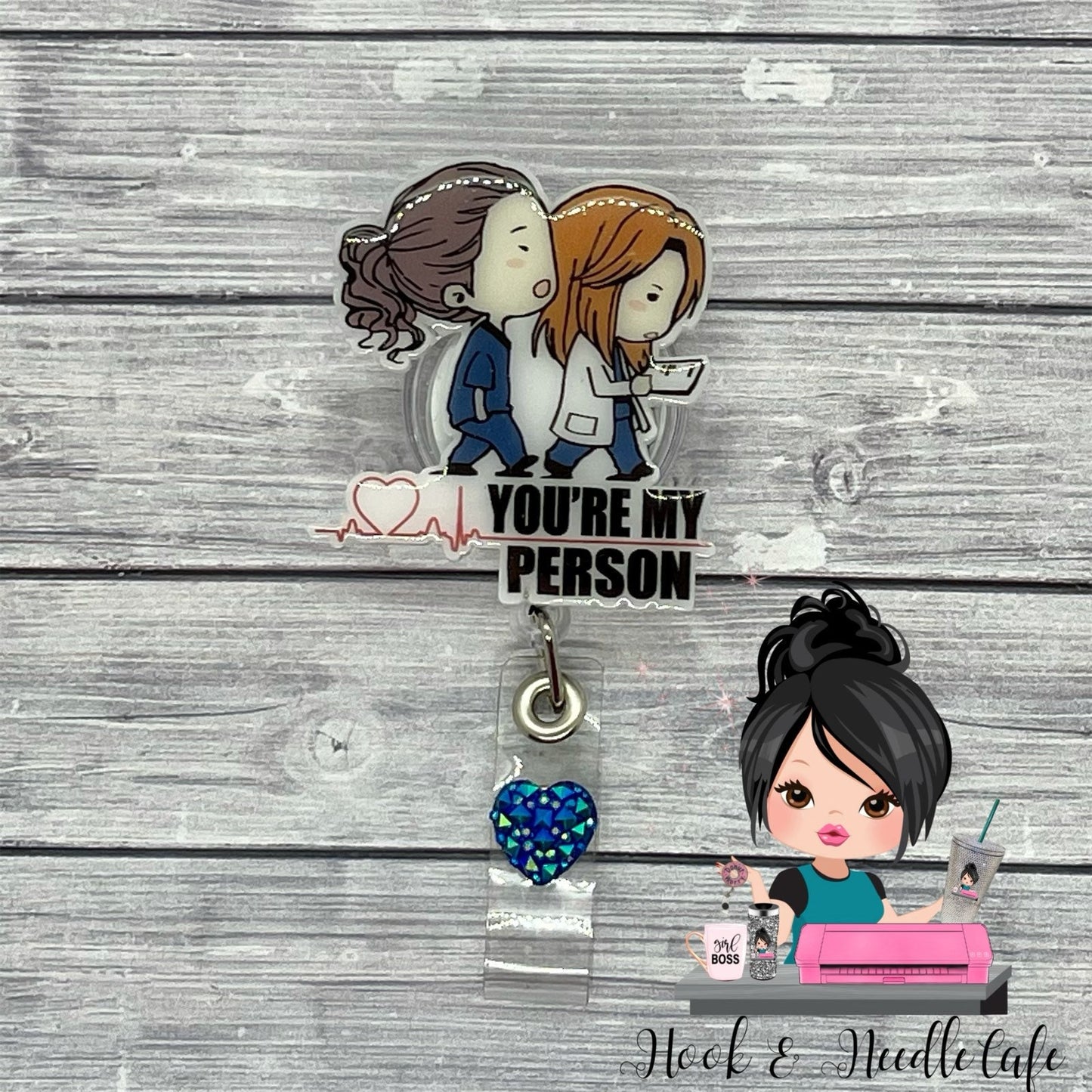 You’re my person badge reel - cute badge holder - nurse - grey’s anatomy - badge life - retractable badge holder