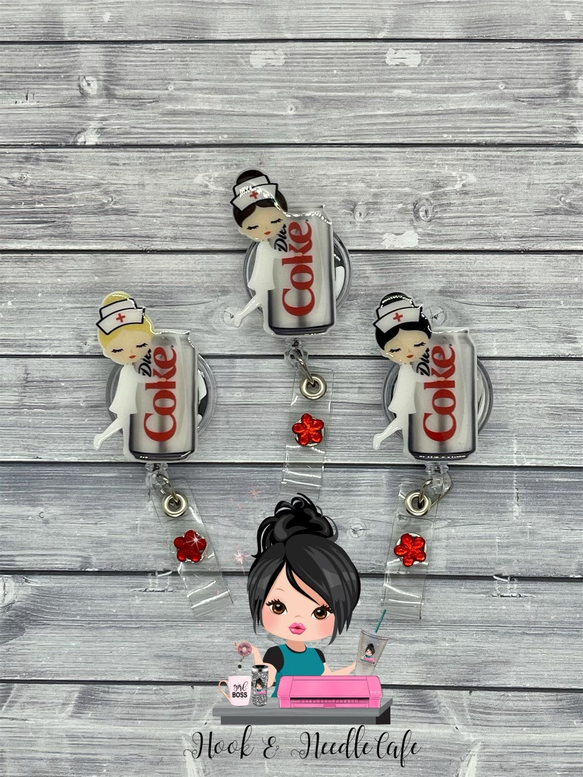 Diet Cola Lover-Cute Nurse-Badge Holder-Healthcare Worker-Nurse Gift-Cola Lover-Nurse Fuel-Cute Gift-Soda Lover-Key chain