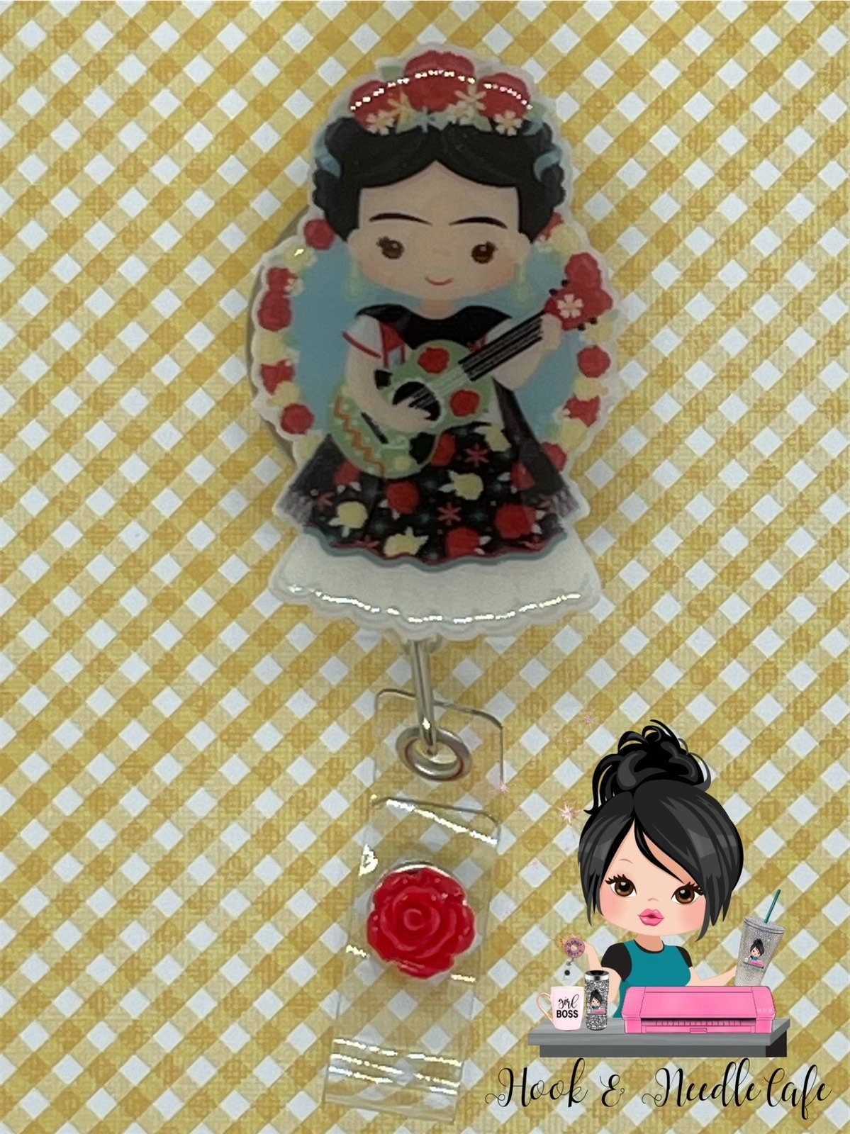 Frida Kahlo ID Badge Holder/Retractable Badge/Nurse/Cute Badge Holder/Belt Clip