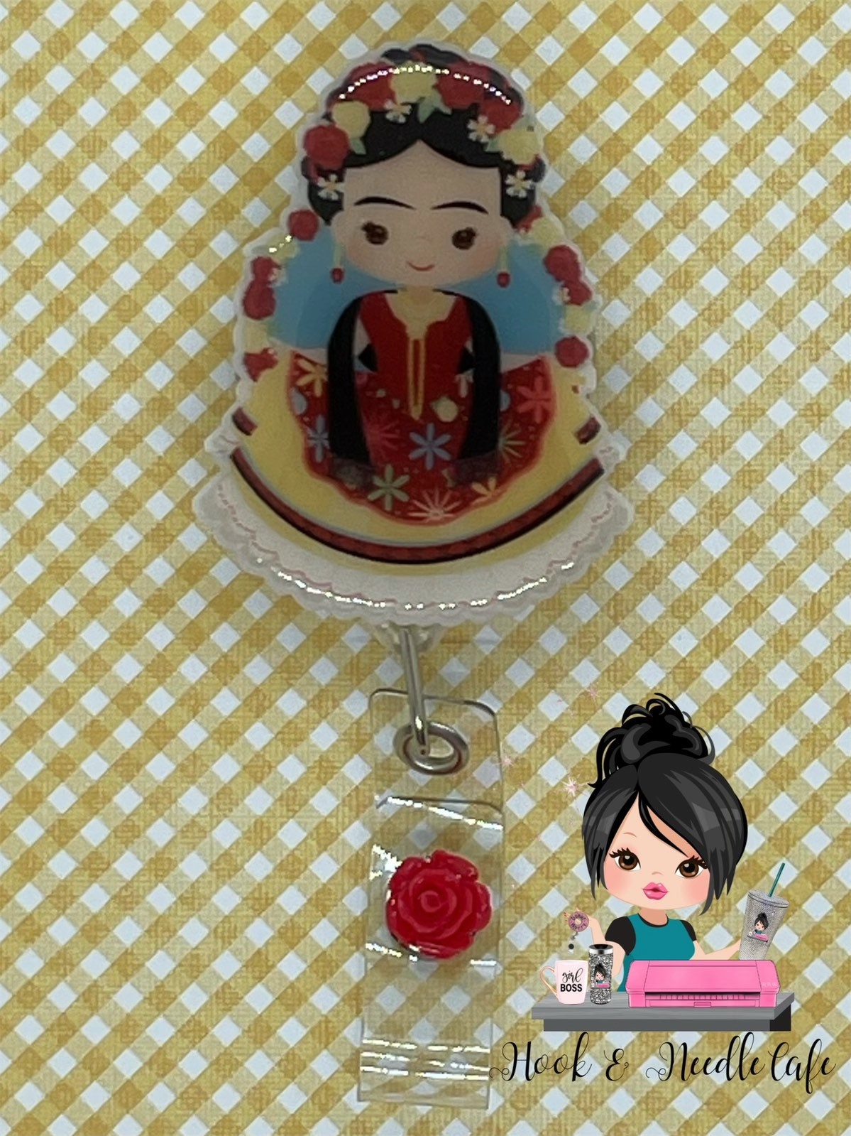 Frida Kahlo ID Badge Holder/Retractable Badge/Nurse/Cute Badge Holder/Belt Clip