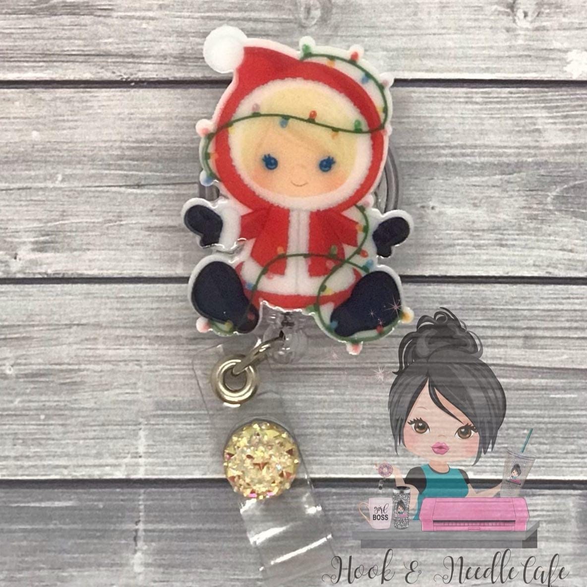 Cute Santa Girl Badge Holder - Christmas - Cute Badge Holder - Holiday Badge Holder - Santa Girl - Santa Costume - Medical ID - Retractable