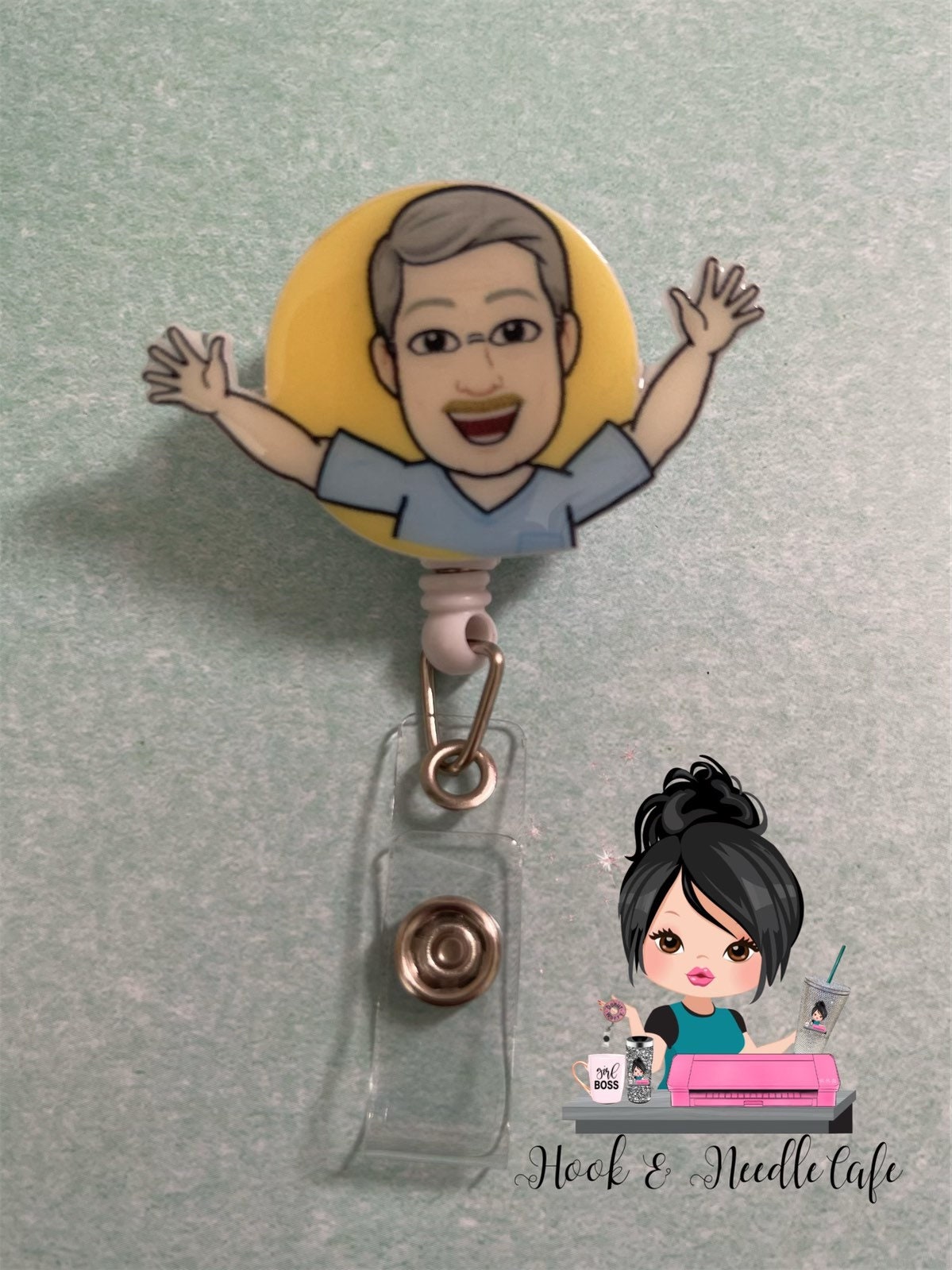 Bitmoji Badge Reel - Bitmoji - Cute Badge Holder - Personalized - Nurs –  Hook & Needle Cafe