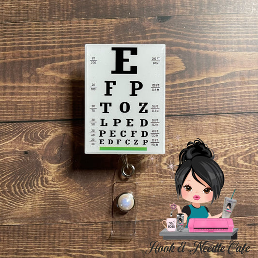 Eye Chart Badge Reel—Eye Badge Reel—Optometry Badge Reel—Cute Badge Reels—Optometrist Badge Reels—Cute Optometrist Badge Reels—Glitter Badge