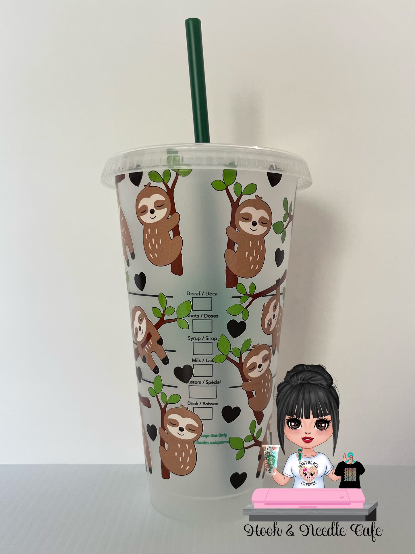 24 oz Sloth cold cup